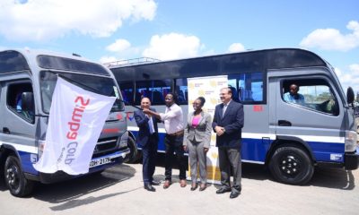 Mehul Sachdev, Pick ups and Buses Product Manager Simba Corp, MetroTrans CEO Oscar Rosanna, Caroline Rutto, Director of Retail, National Bank of Kenya and Naresh Leekha, MD Motors, Simba Corp Ltd flag off a fleet of brand new Fuso buses which handed over to Metro Trans Ltd.